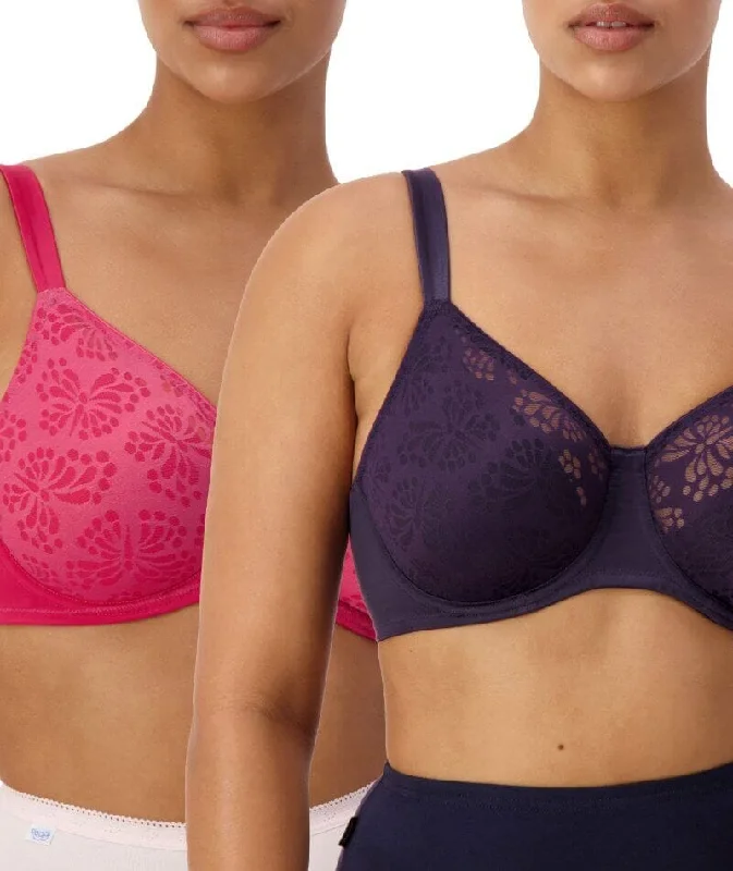 plus size bras with good supportTriumph Lacy Minimizer 2 Pack Bra - Red-Dark Combination