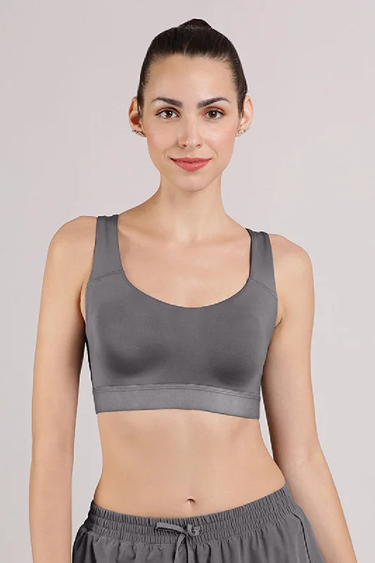 quick drying women sport bra for convenienceElements Cotton Lined Low Impact Sports Bra - Volcanic Glass