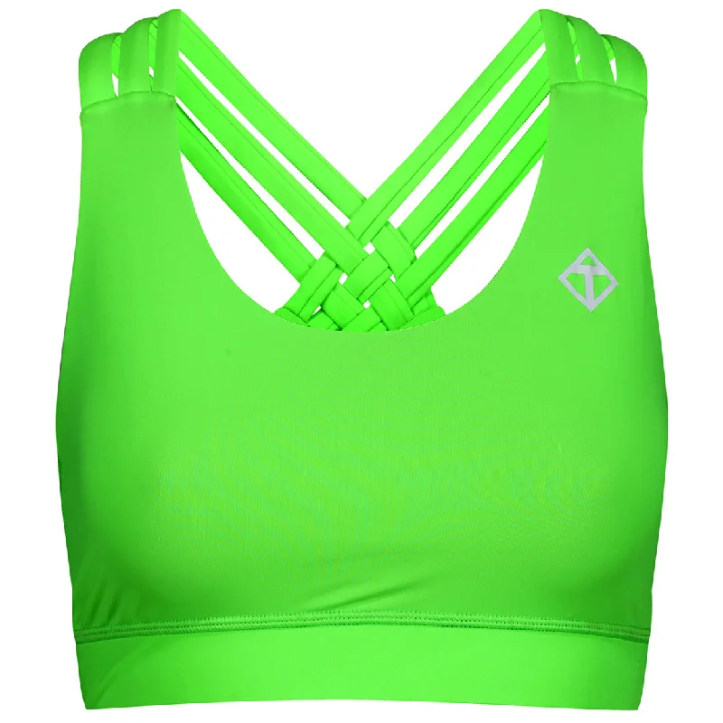 printed women sport bra with floral patternsNeon Lime Cross Back Bra