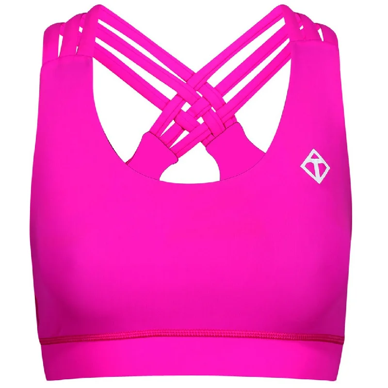 anti - odor women sport bra for freshnessNeon Pink Cross Back Bra