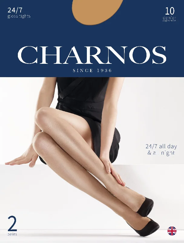 women tights with a UV - protection feature for outdoor activitiesCharnos 24/7 Gloss Tights 10 Denier - 2 Pair Pack