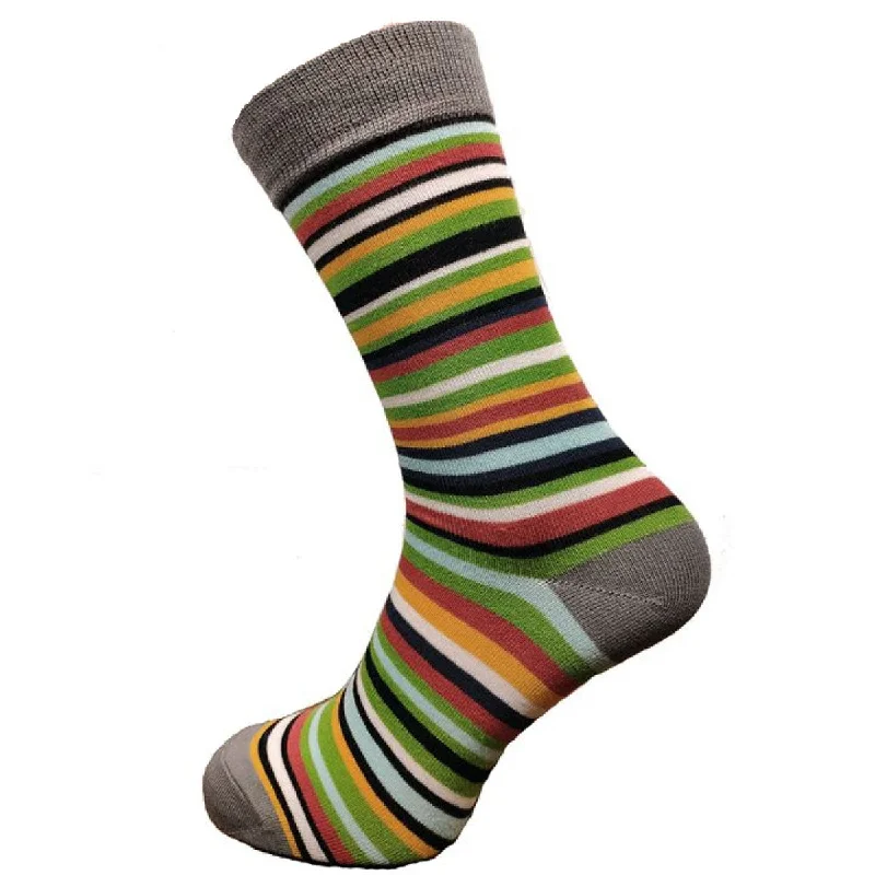 Multi Stripe Greens Bamboo Socks