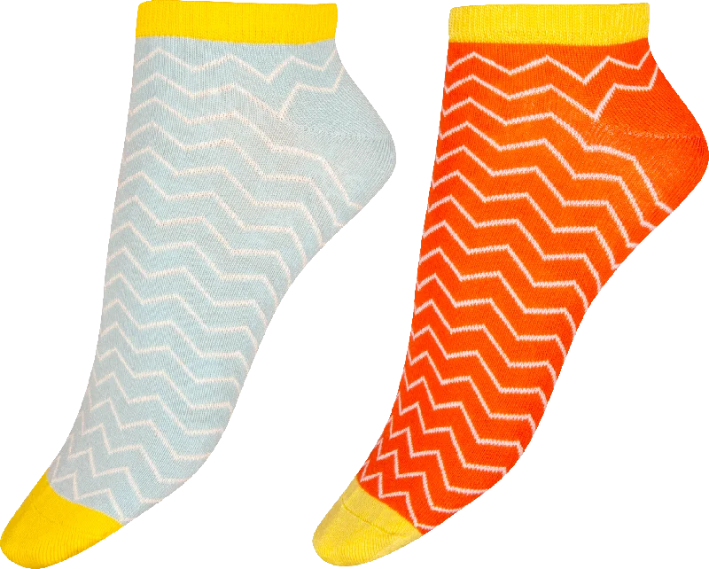 Pretty Polly Zig Zag Bamboo Knit Trainer Liners Socks - 2 Pair Pack