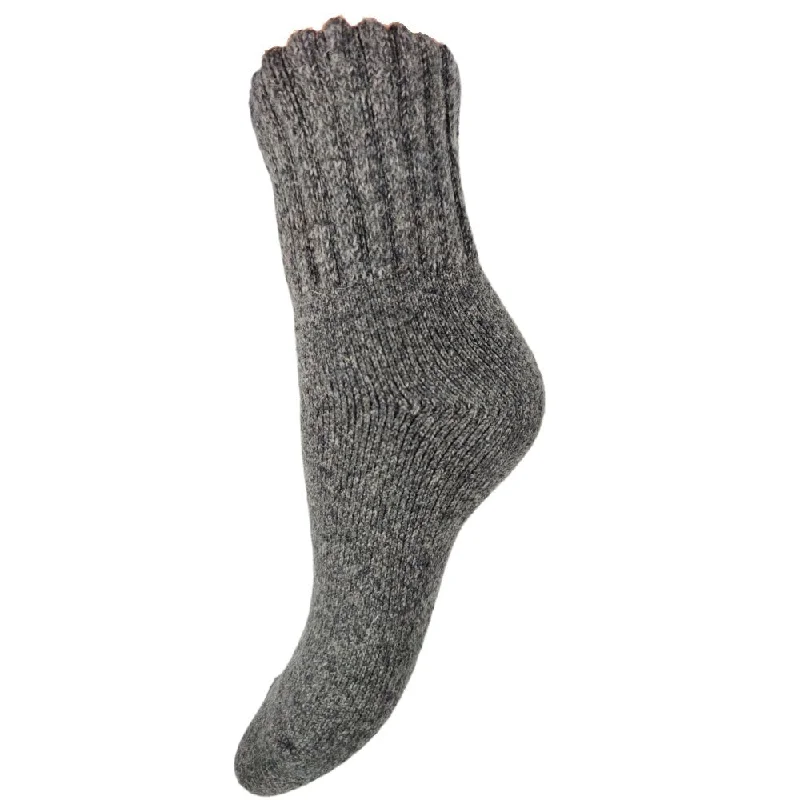 Dark Grey thick wool blend socks with ribbed cuff