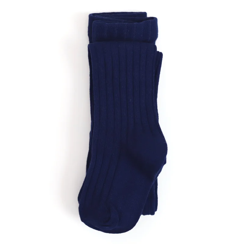 women tights with a textured surface for a unique feelRibbed Knit Tights - Bright Navy