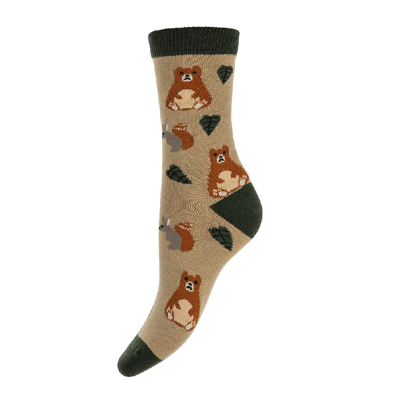 Woodland animals wool blend socks